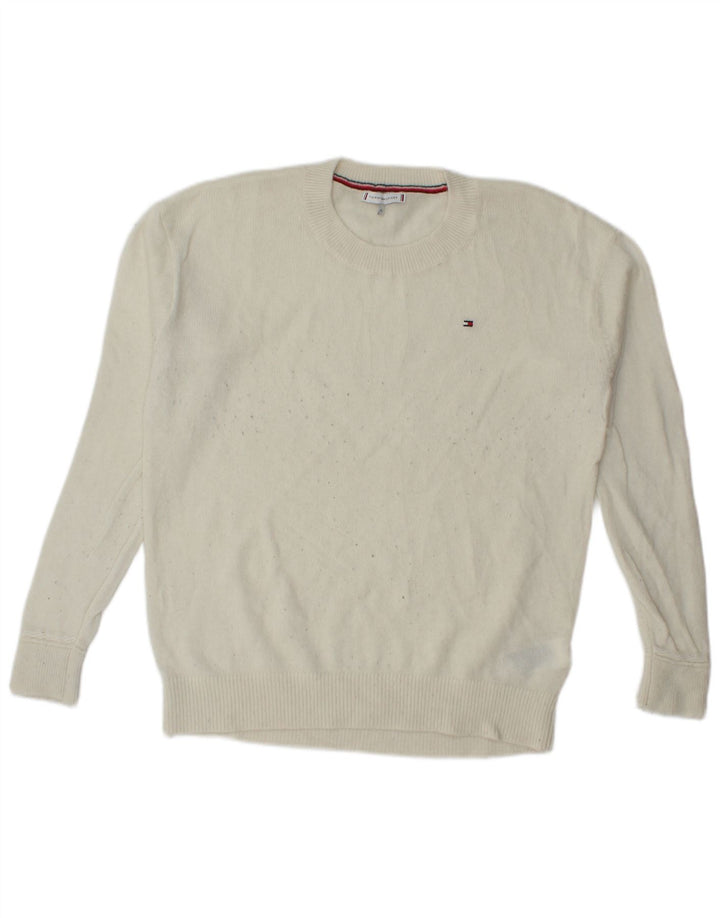 Męski sweter z okrągłym dekoltem Tommy Hilfiger XL, biała wełna