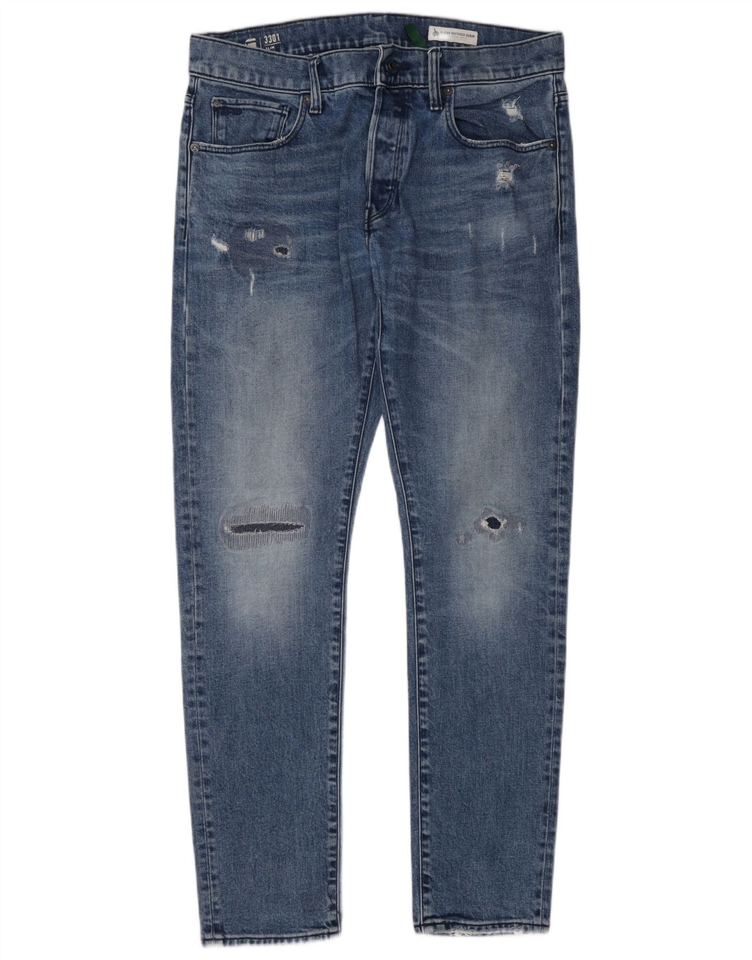 Męskie jeansy G-Star 3301 w trudnej sytuacji W33 L32 Niebieska bawełna