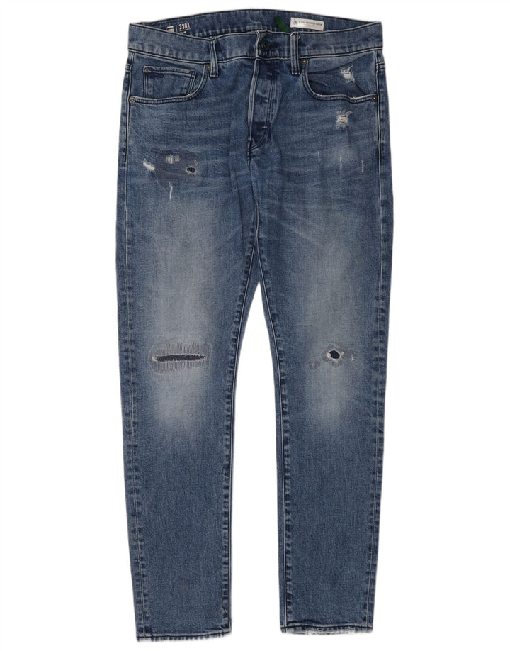 Męskie jeansy G-Star 3301 w trudnej sytuacji W33 L32 Niebieska bawełna