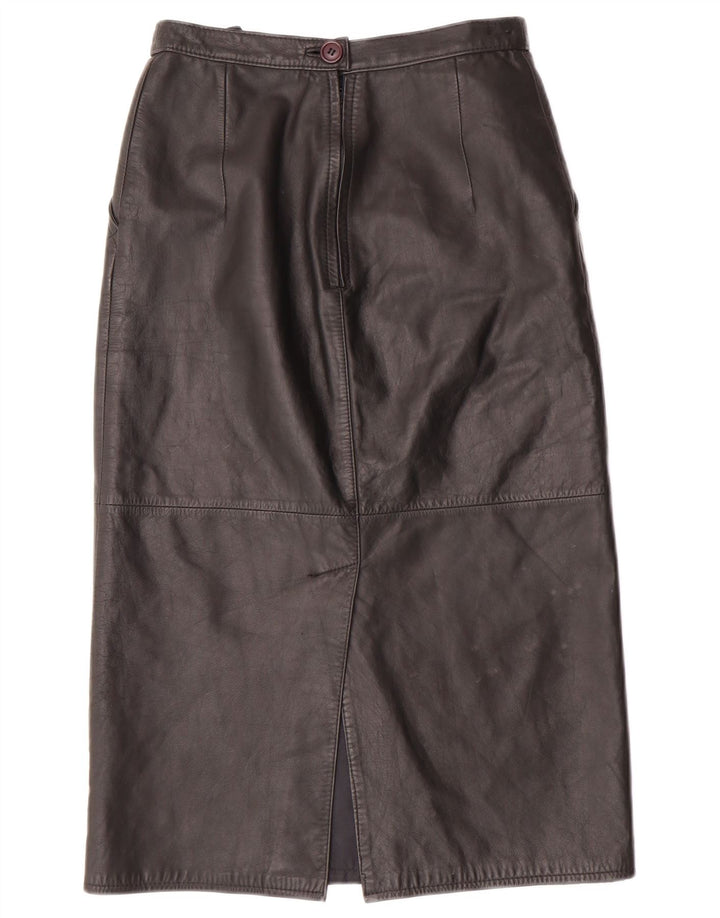 CHALICE Damska spódnica skórzana z wysokim stanem UK 8 Small W24 Czarna skóra