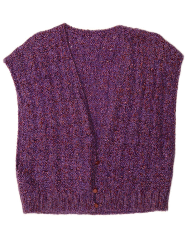 Vintage Womens Knit Waistcoat UK 14 Large Purple Flecked
