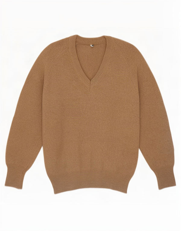 Sweter męski w stylu vintage z dekoltem w szpic IT 52, duży brązowy