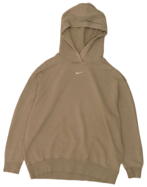 Męski sweter z kapturem Nike o luźnym kroju, średnio beżowy, bawełniany