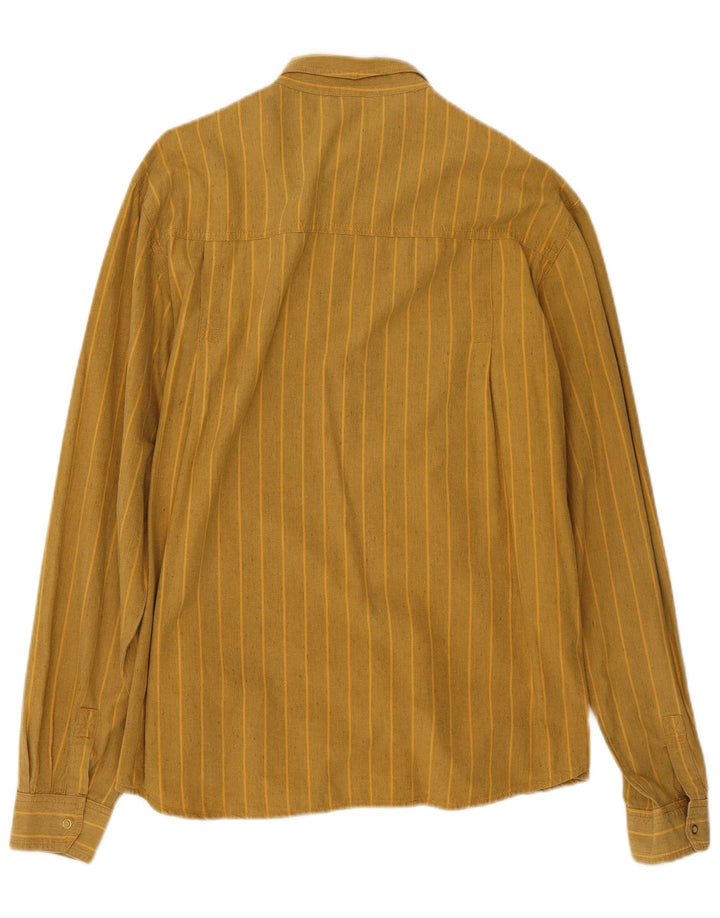 Koszula męska w stylu vintage, średnia, żółta, bawełniana w paski