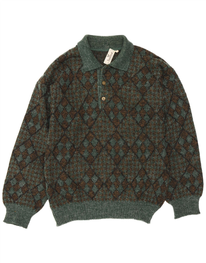 Suspense Męski sweter polo IT 50 Średni zielony Argyle/Diament
