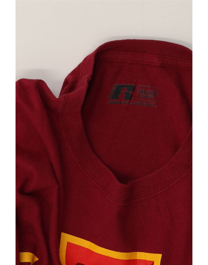 Męska koszulka z grafiką Russell Athletic Top 2XL, czerwona, bawełniana