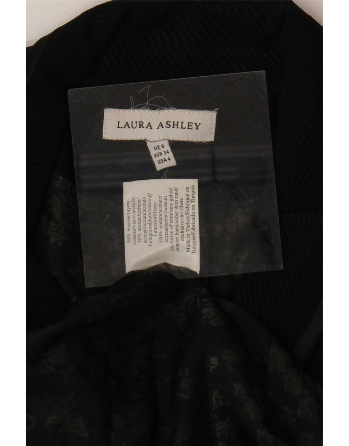Laura Ashley damska marynarka zapinana na 1 guzik UK 8 mała czarna wiskoza