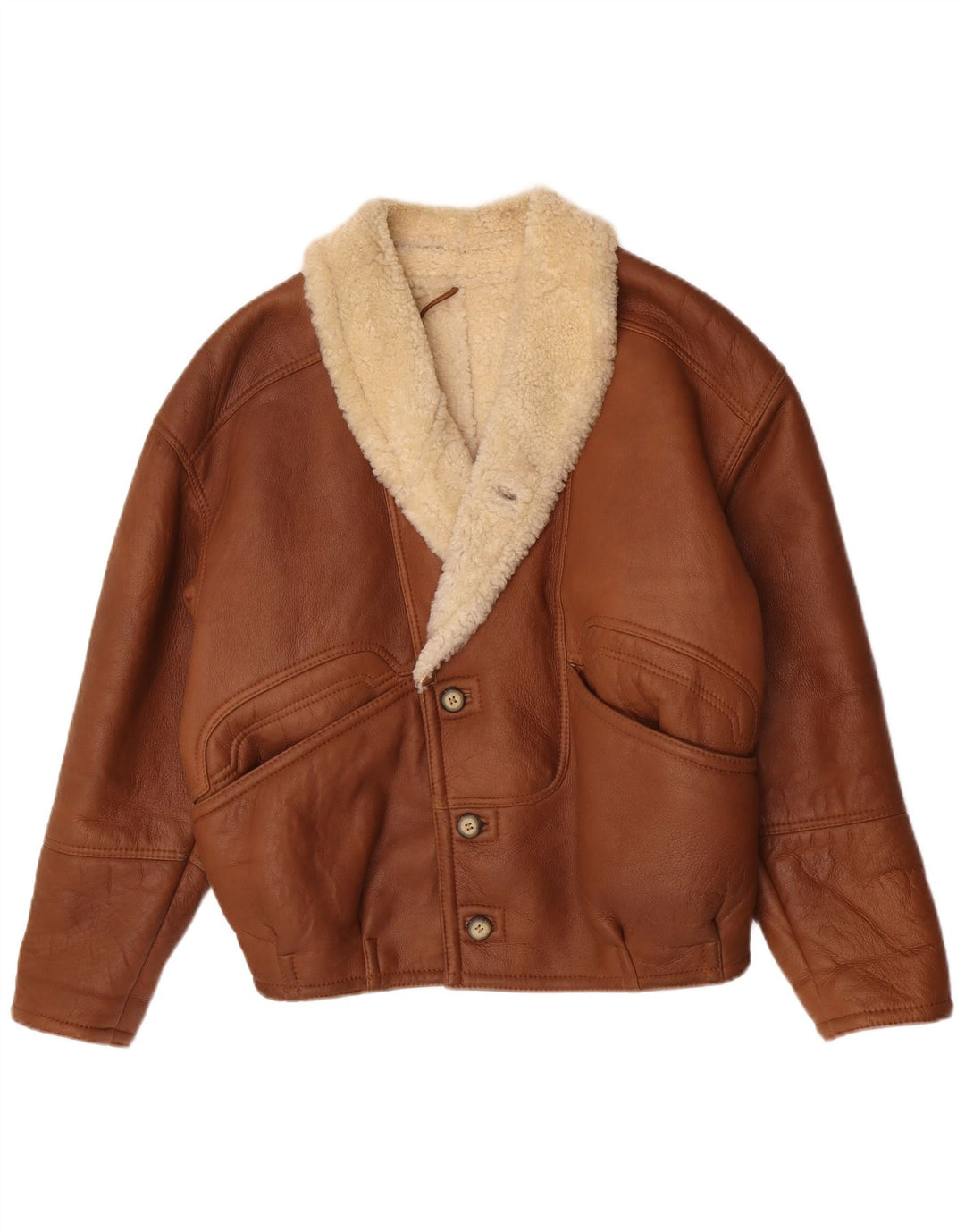 Vintage męska kurtka shearling IT 48 średni brąz