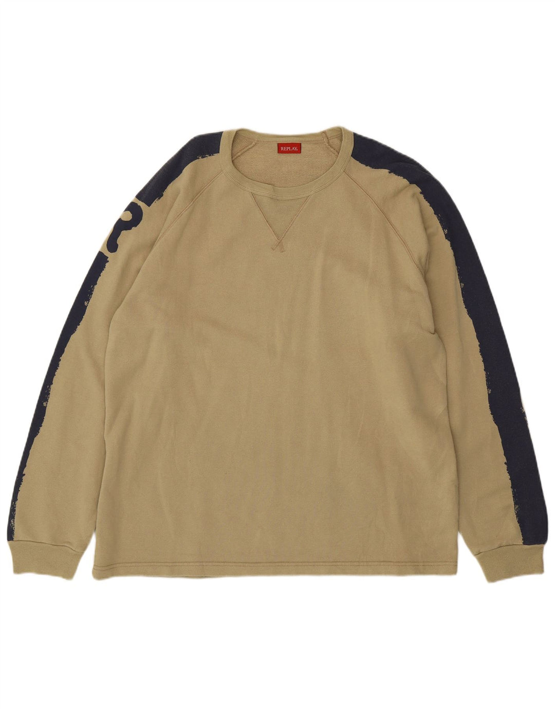 Męska bluza REPLAY XL, bawełniana w bloki kolorów, khaki