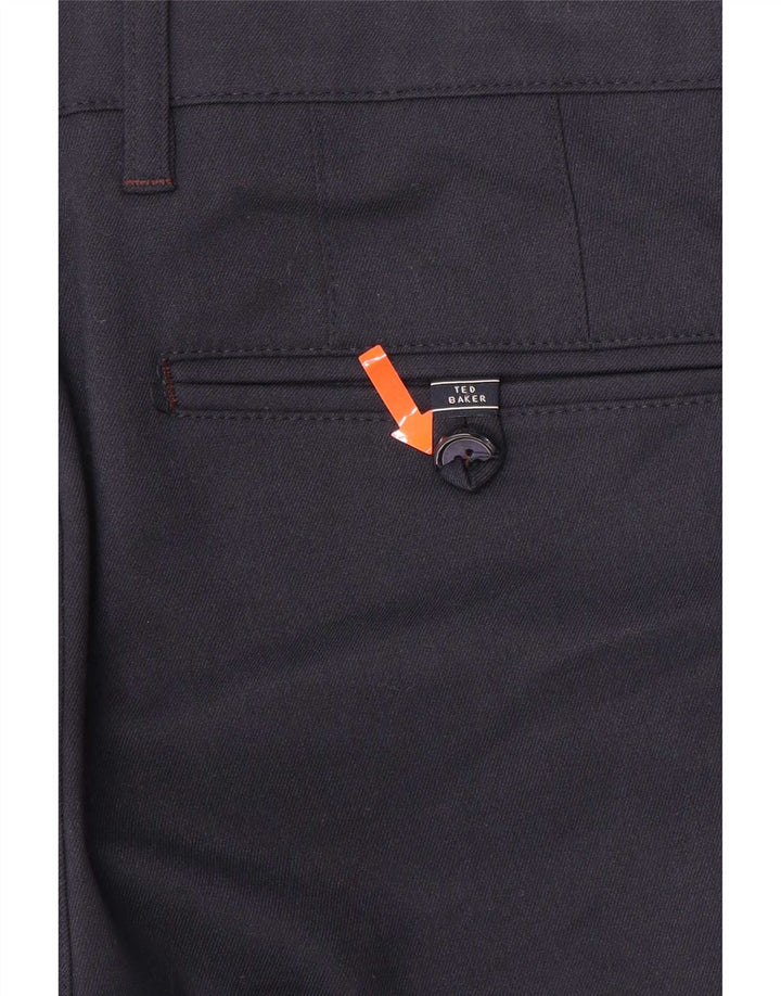 Męskie proste spodnie garniturowe Ted Baker W32 L30 Granatowy poliester