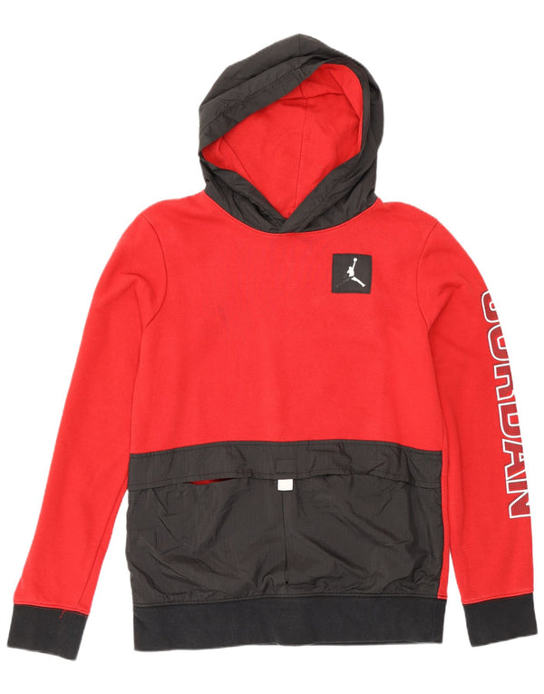Jordan Chłopięcy sweter z kapturem z grafiką 13-14 lat XL, czerwony, blok kolorów, bawełniany