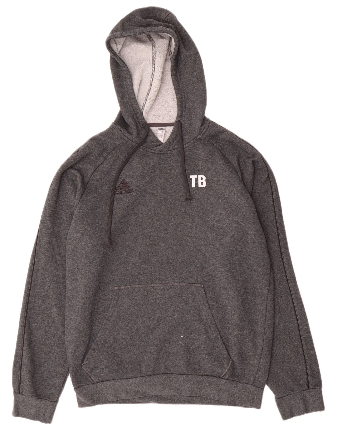 ADIDAS Mens Graphic Hoodie Jumper Medium Grey Flecked Cotton