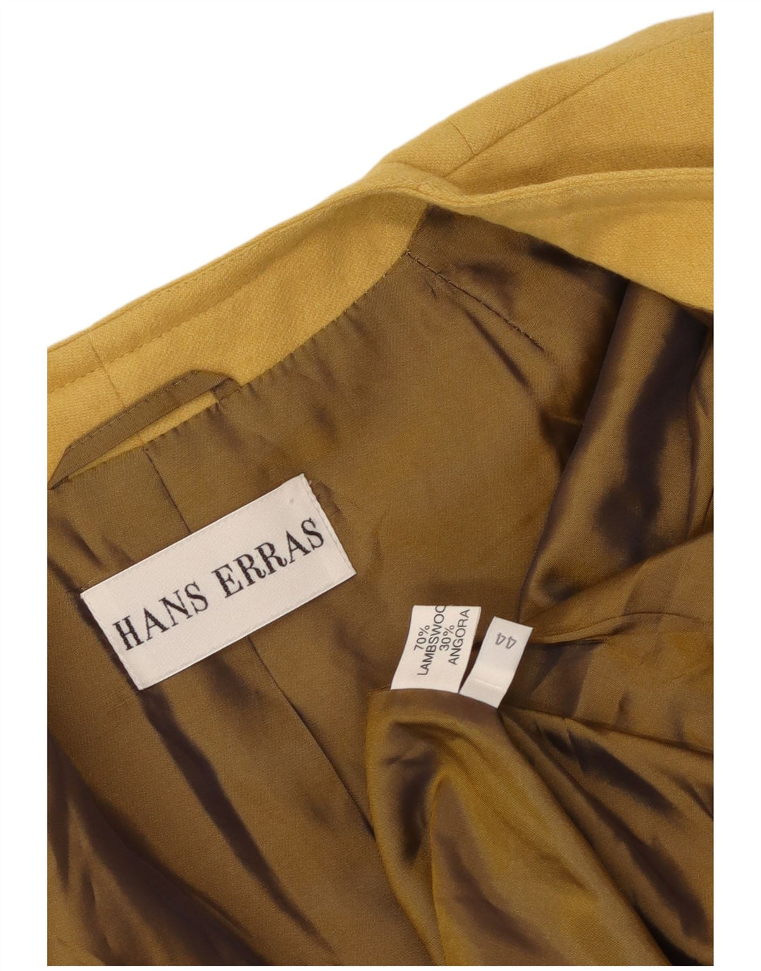 Vintage damska marynarka zapinana na 1 guzik IT 44 Średnia żółta owcza wełna