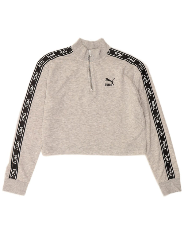 Damski sweter PUMA Crop Crop UK 12, średni szary, blok kolorów