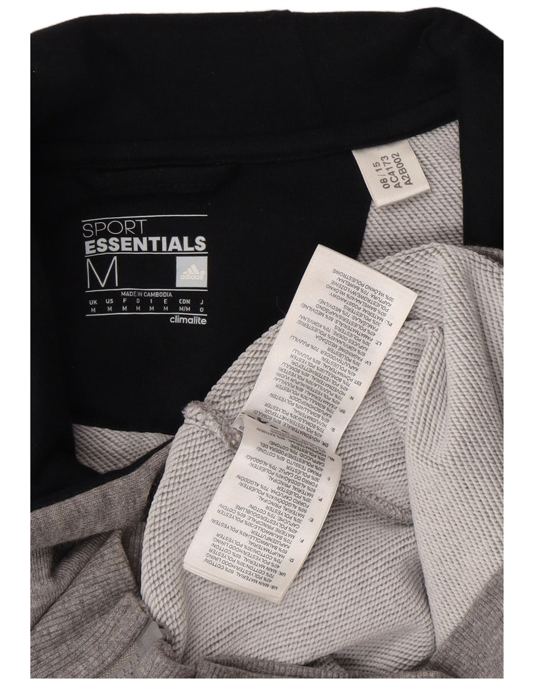 ADIDAS Mens Climalite Graphic Zip Hoodie Sweater Medium Grey Cotton