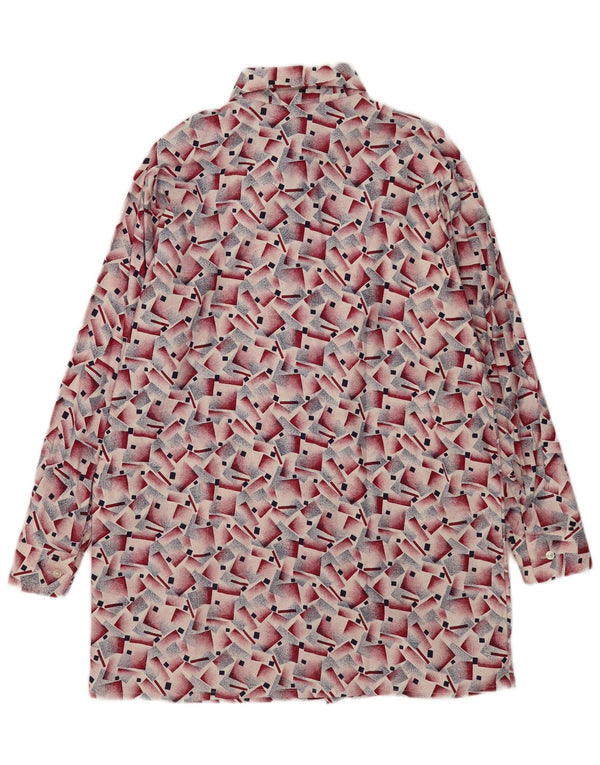 Koszula męska w stylu vintage, rozmiar 38, średnia czerwona geometryczna