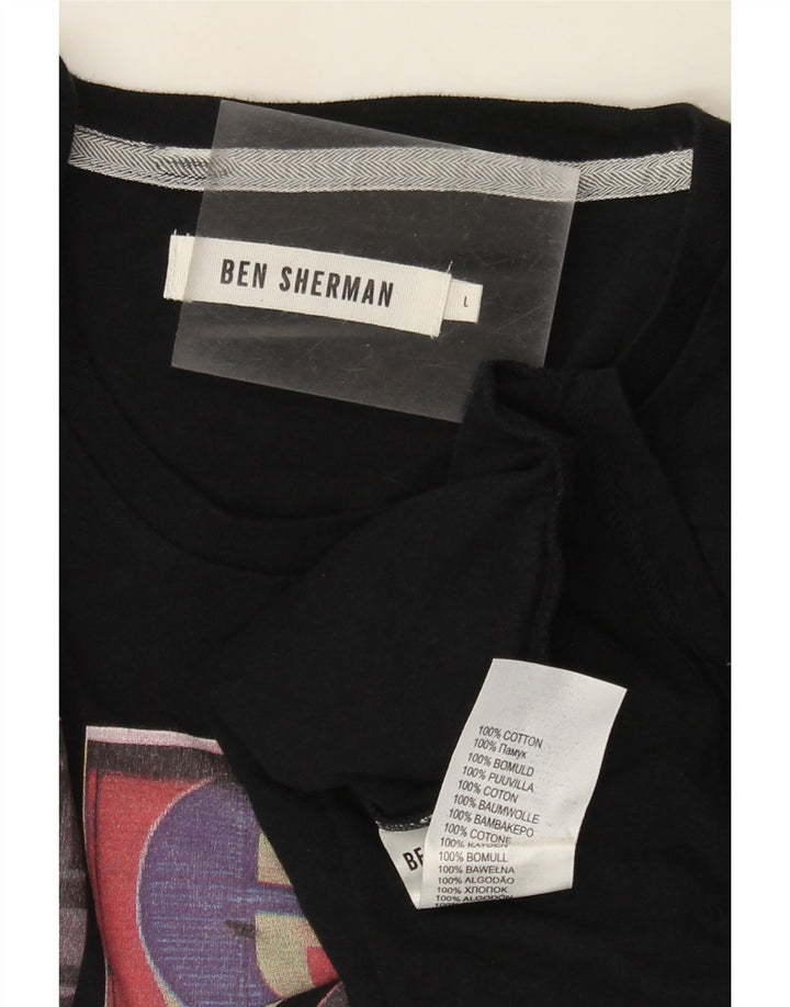 Męska koszulka z grafiką Ben Sherman, duża, czarna, bawełniana