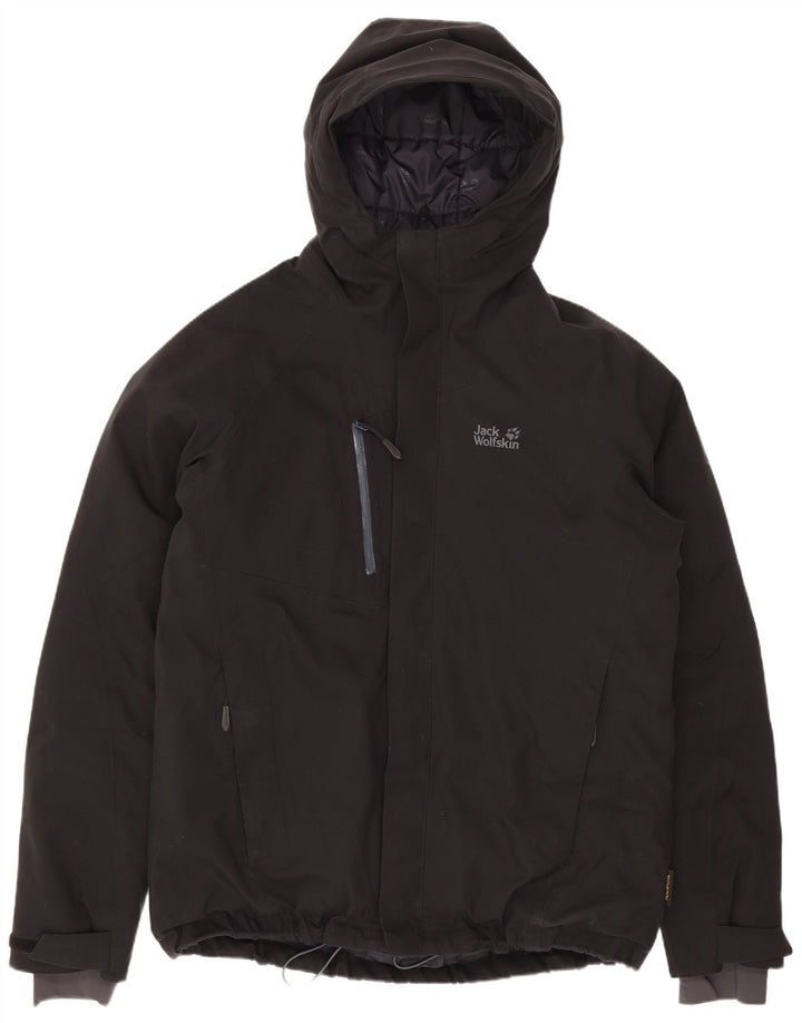 Męska ocieplana kurtka z kapturem Jack Wolfskin UK 40, duża, czarna, poliestrowa