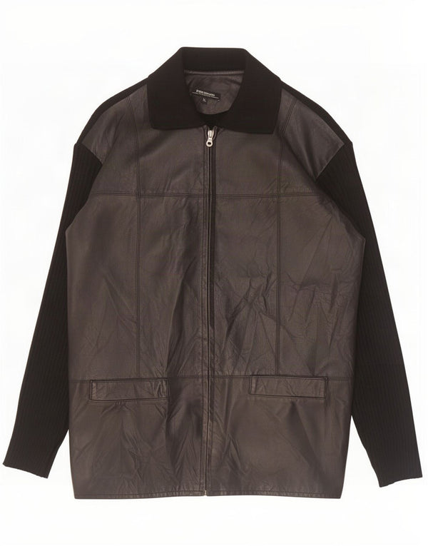 Męska kurtka skórzana w stylu vintage UK 42 XL w kolorze czarnym