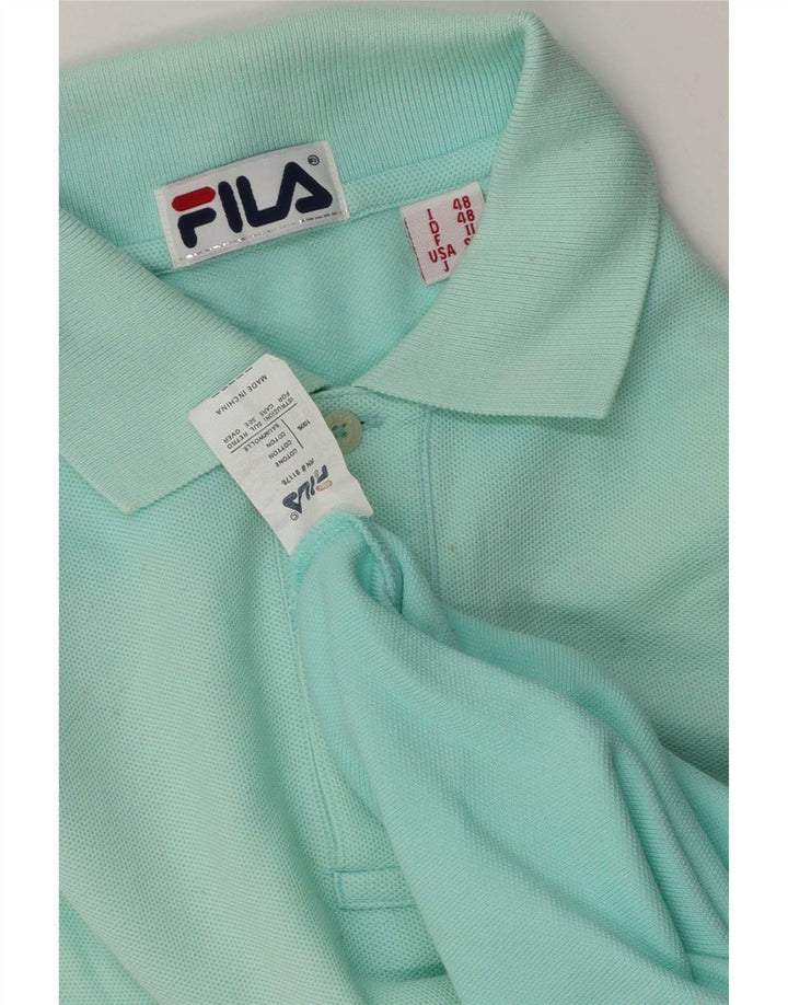 Męska koszulka polo Fila z długim rękawem IT 48 Średnia turkusowa bawełna