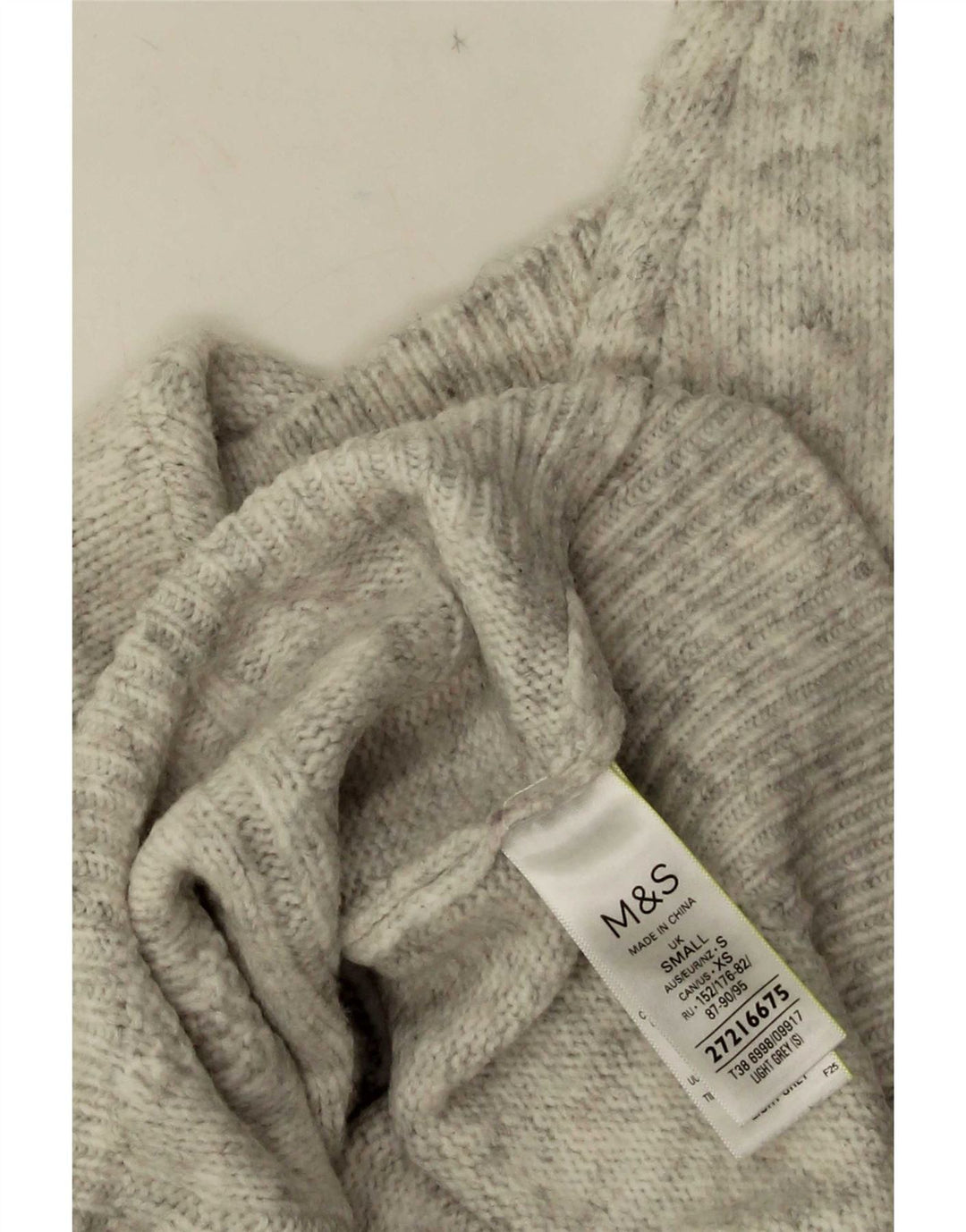 Marks & Spencer Męski sweter z golfem, mały, szary, nakrapiany akryl