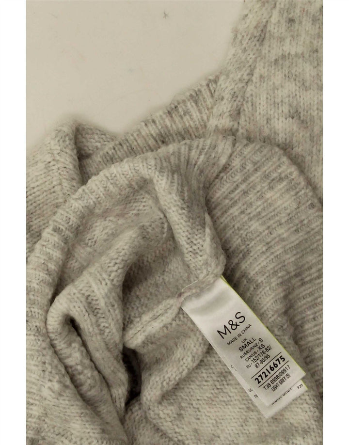Marks & Spencer Męski sweter z golfem, mały, szary, nakrapiany akryl