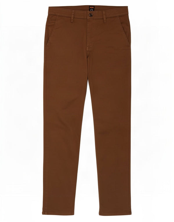 Męskie spodnie typu slim chino Hugo Boss W32 L34 Brązowa bawełna