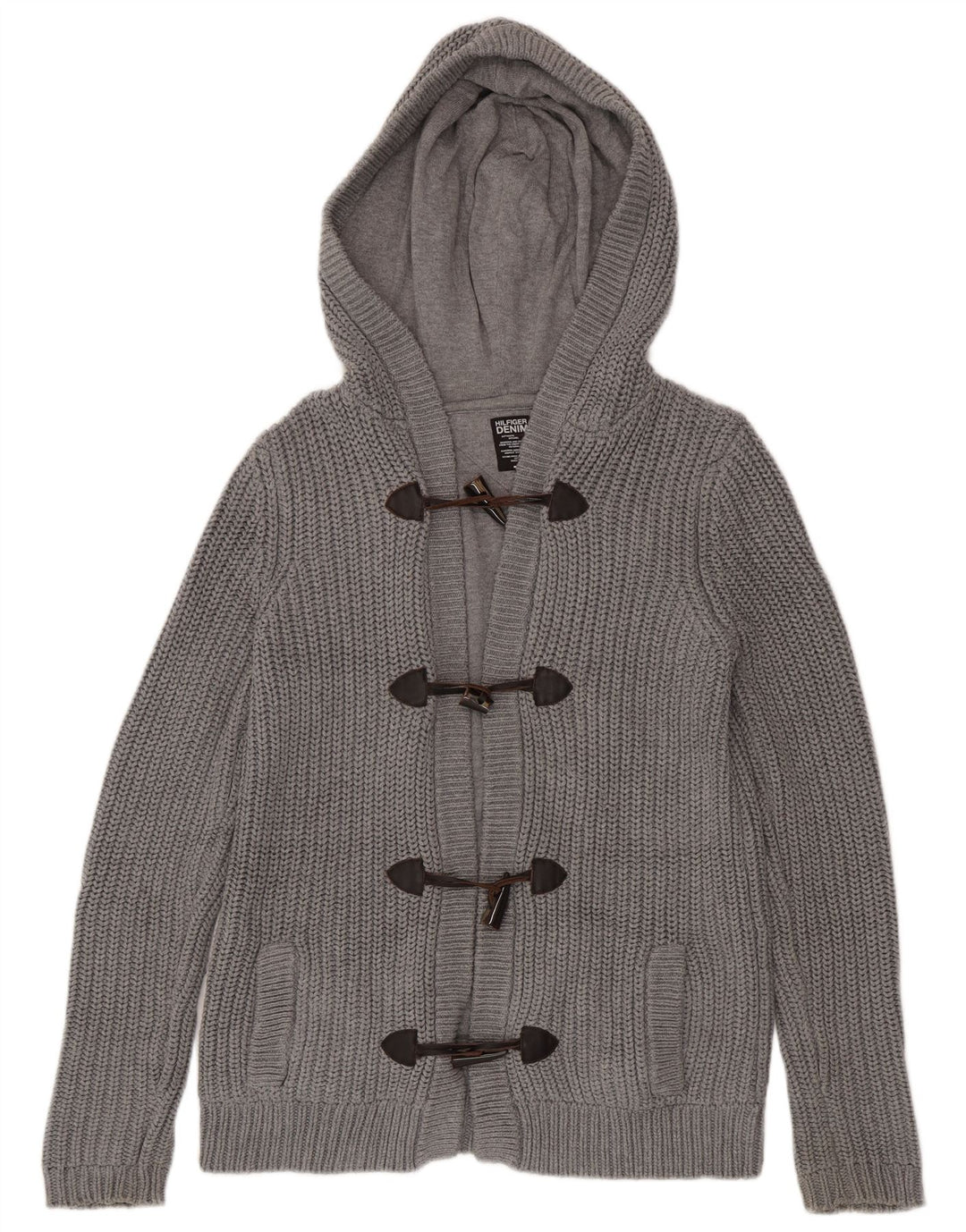 Męski sweter rozpinany Tommy Hilfiger z kapturem, średnioszary, bawełniany