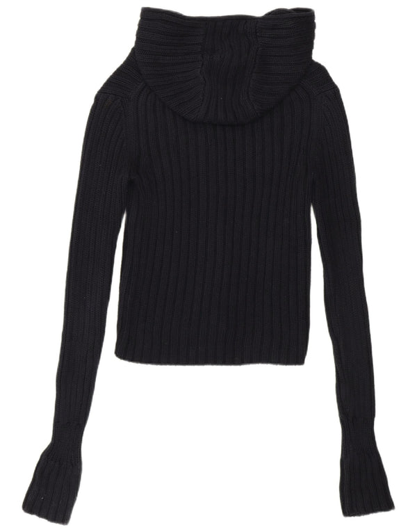 J. CREW Damski sweter rozpinany z kapturem UK 6 XS, granatowy, bawełniany