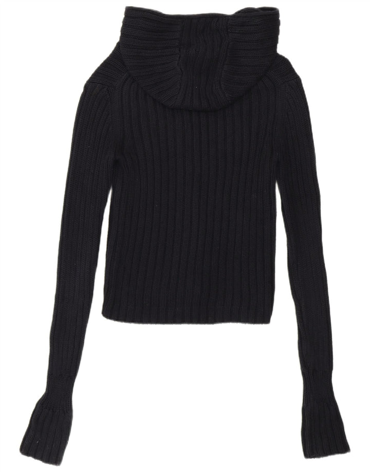 J. CREW Damski sweter rozpinany z kapturem UK 6 XS, granatowy, bawełniany