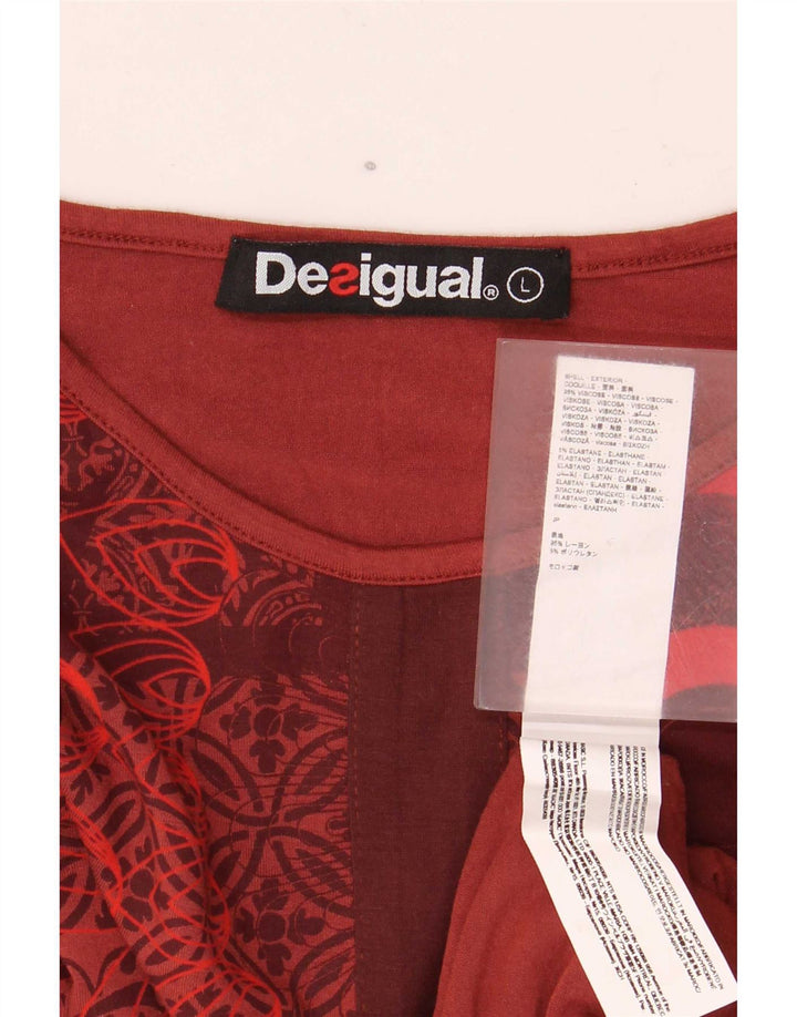 Damska bluzka Desigual w abstrakcyjny wzór UK 14, duża czerwona wiskoza
