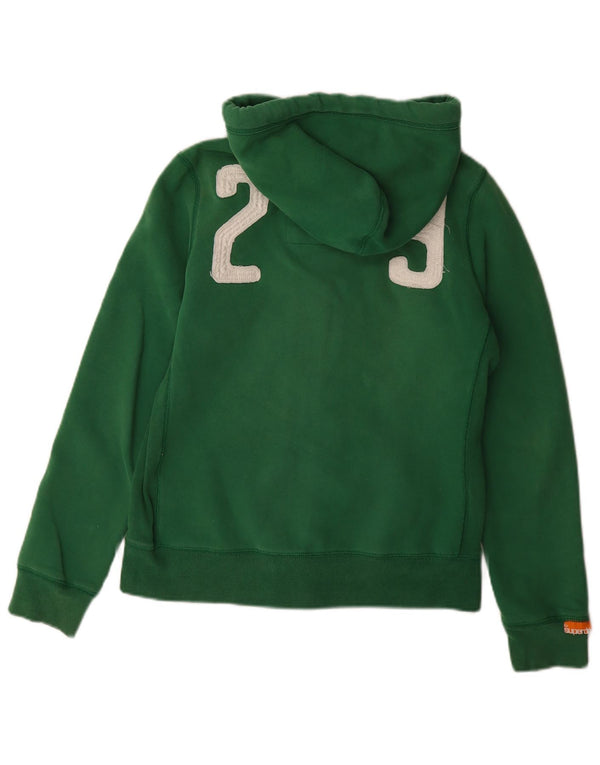 Damski sweter z kapturem Superdry z grafiką i zamkiem błyskawicznym UK 16, duży, zielony, bawełniany