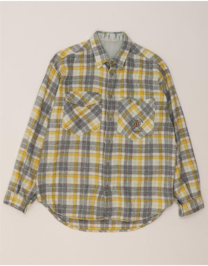 Vintage męska koszula flanelowa w średnią żółtą kratkę
