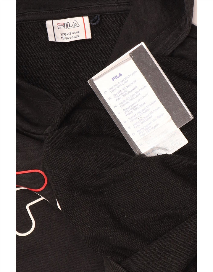 Chłopięcy sweter z kapturem FILA z grafiką, 15-16 lat, czarny, bawełniany