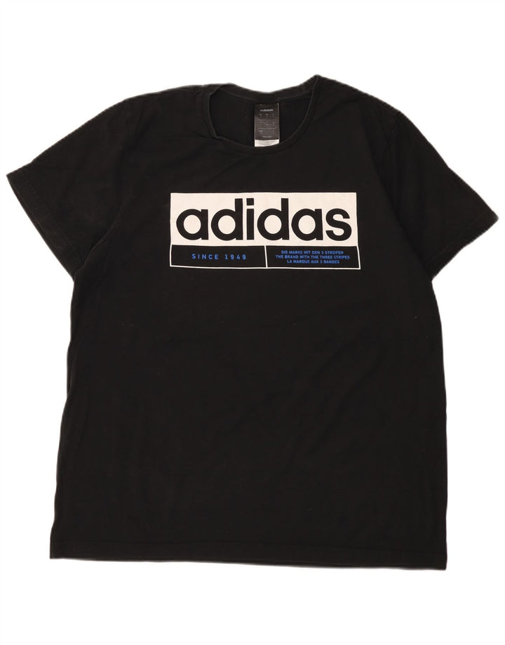 Męska koszulka z grafiką Adidas, średnia, czarna bawełna