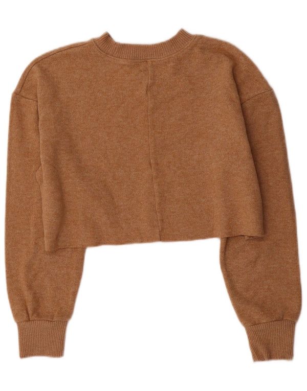 Damski sweter Zara Crop Oversize z okrągłym dekoltem UK 10 Small Brown