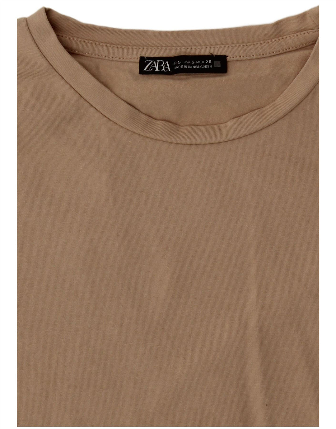 ZARA Womens Crop T-Shirt Top UK 10 Small Beige