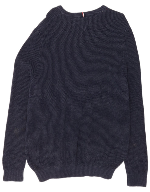 Męski sweter z okrągłym dekoltem Tommy Hilfiger 2XL, granatowa, bawełniana