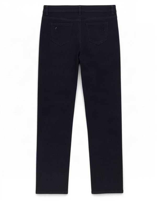 Marks & Spencer Womens Straight Jeans UK 10 Small W30 L29 Navy Blue Cotton