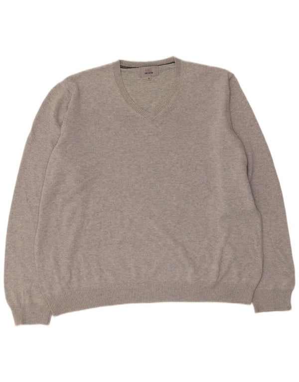 Marks & Spencer Męski sweter z dekoltem w kształcie litery V, XL, szary, bawełniany