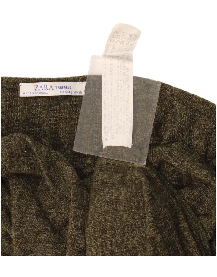 T-shirt damski Zara Trafaluc Top UK 8, mały, khaki, poliester