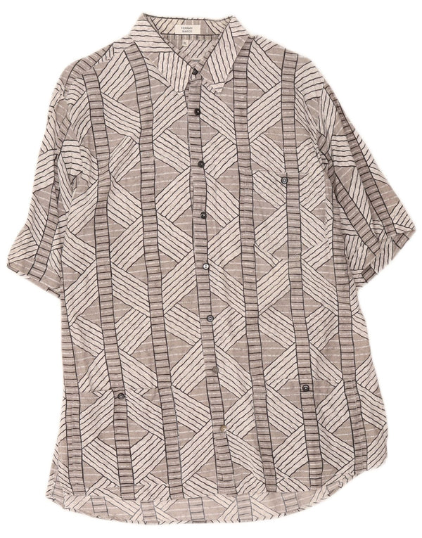 Vintage męska koszula z krótkim rękawem XL, szara, geometryczna