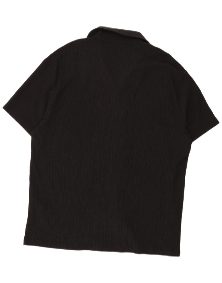 Męska graficzna koszula z krótkim rękawem Reiss 2XL, czarna, poliestrowa, nowoczesna