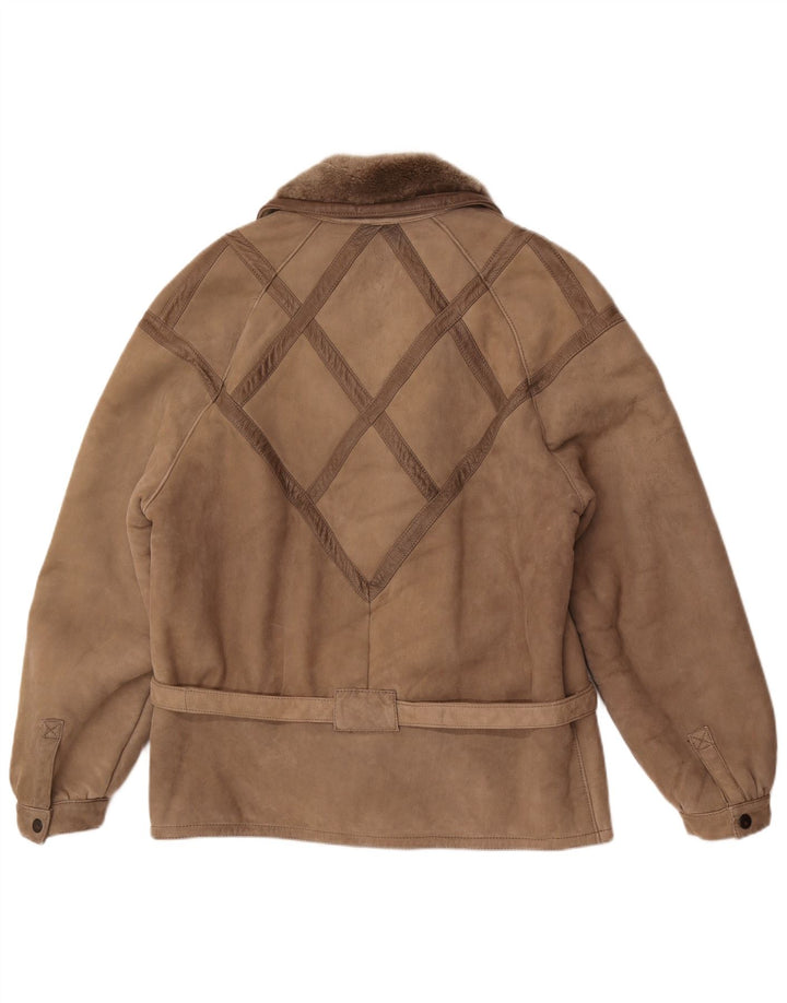 Vintage damska kurtka shearling UK 18 XL szara
