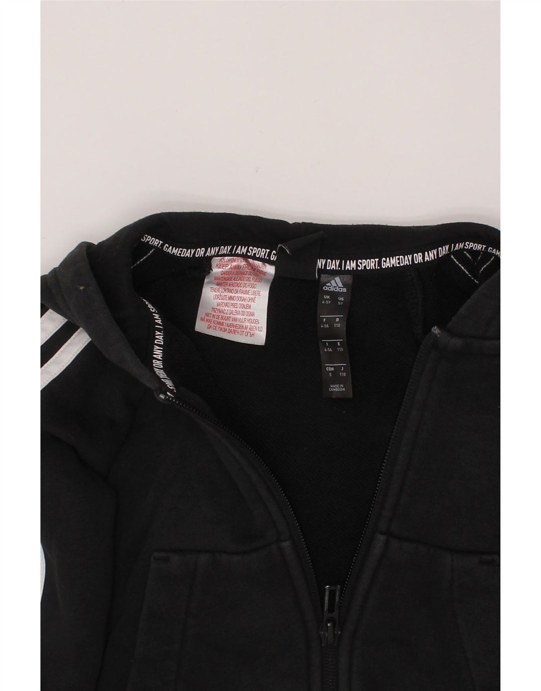 Chłopięcy sweter ADIDAS z kapturem i zamkiem, 4-5 lat, czarna bawełna