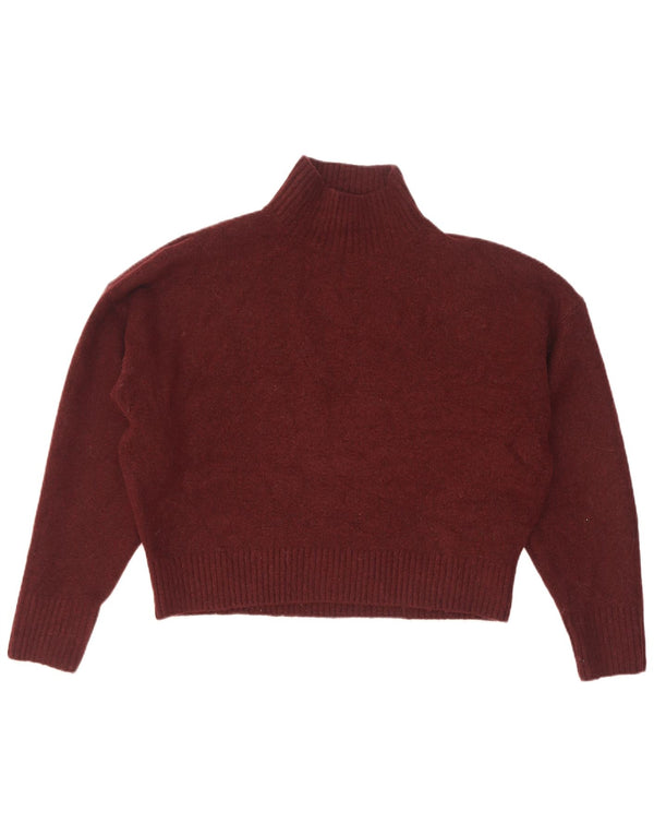 Sweter damski Zara Crop Oversize z golfem UK 14, średni burgund