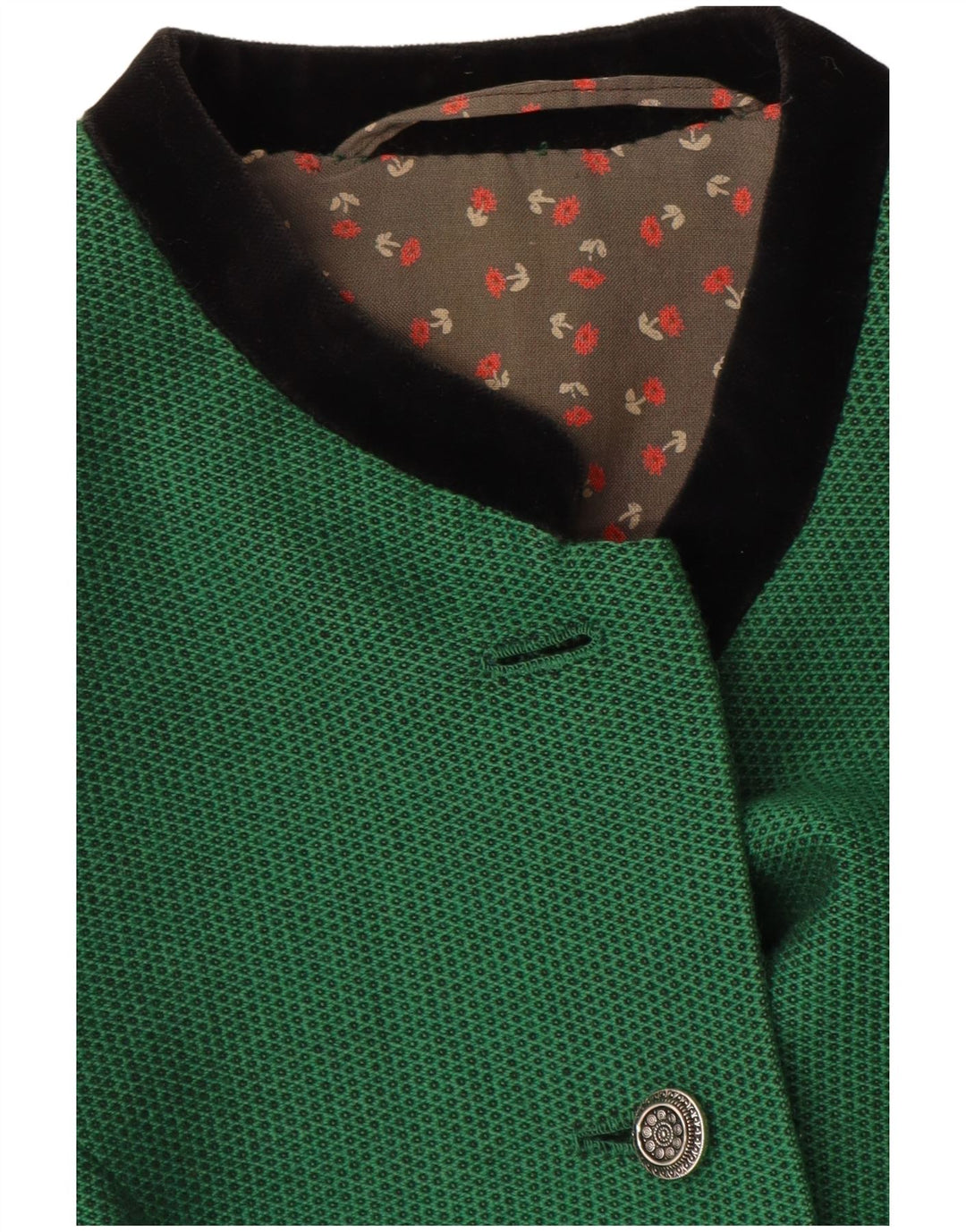 Vintage damska marynarka zapinana na 5 guzików UK 8 Small Green Spotted