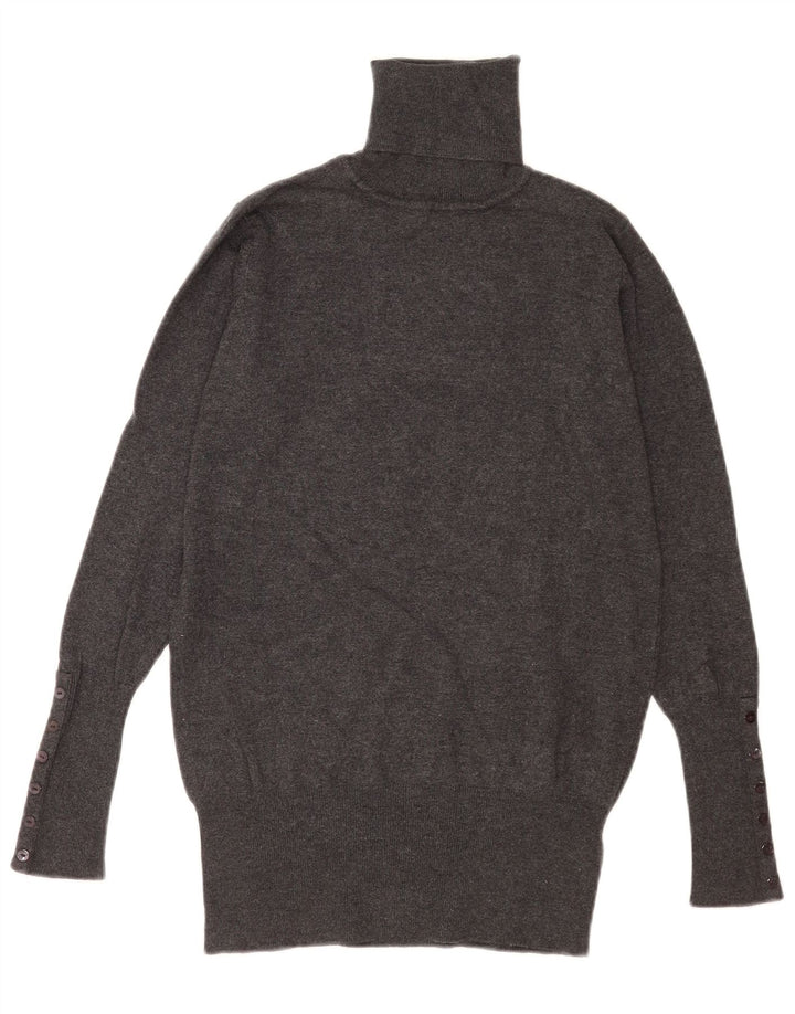 Damski sweter z wywijanym dekoltem Zara UK 12 Średni szary sztuczny jedwab