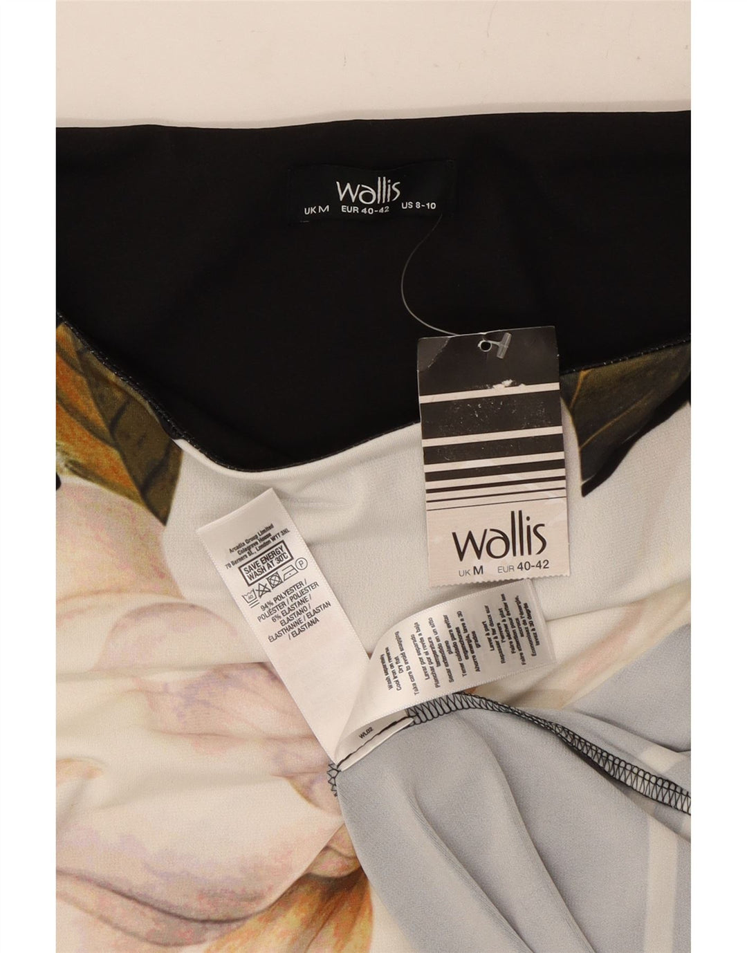 Damska sukienka płaszczowa Wallis z rękawem 3/4 US 8/10, średni czarny kwiatowy poliester