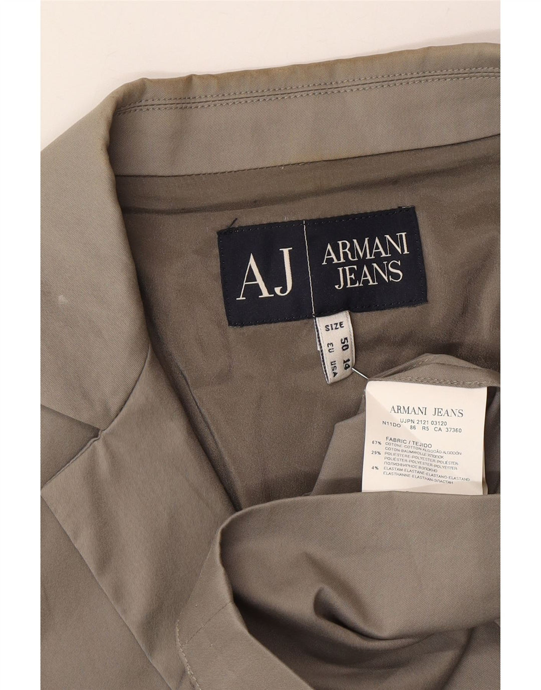 Damska marynarka Armani Jeans zapinana na 2 guziki US 14 XL, szara bawełna